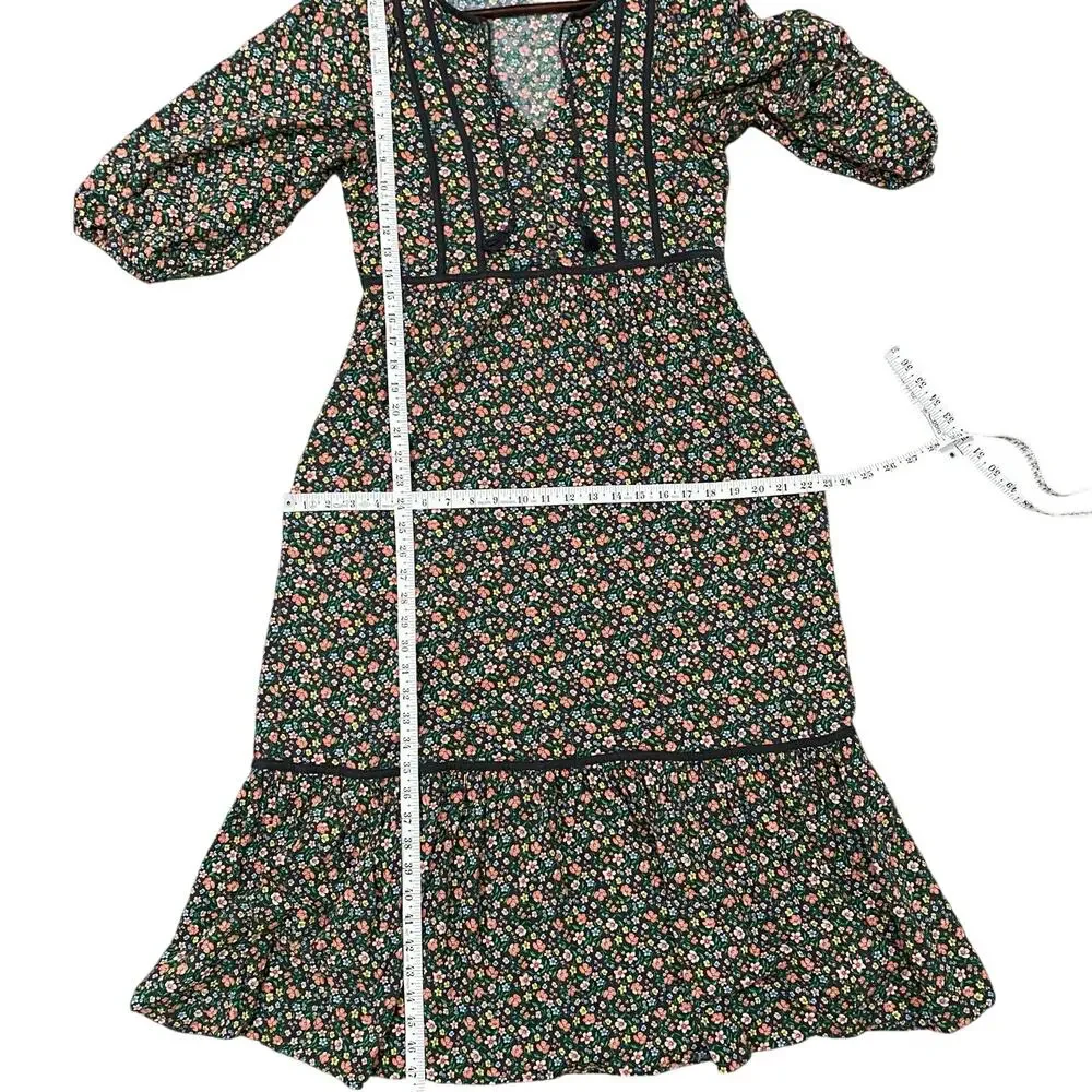 Old Navy Floral Maxi Dress Puff Sleeve Boho Cottagecore Pockets XS - Picture 8 of 10